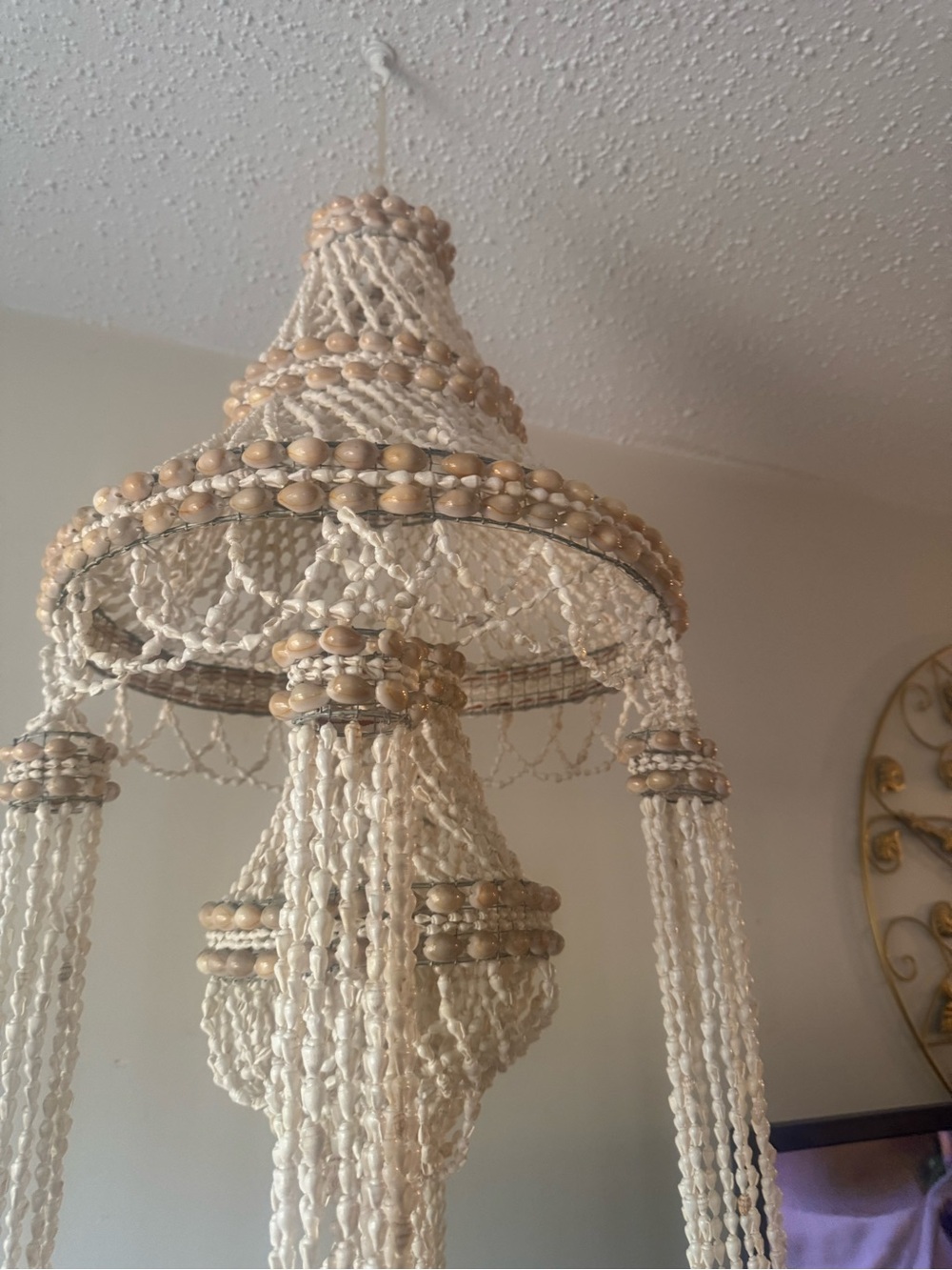 Vintage Boho Seaside Hanging Seashell Planter Circa 1970 - Picture 3 of 4
